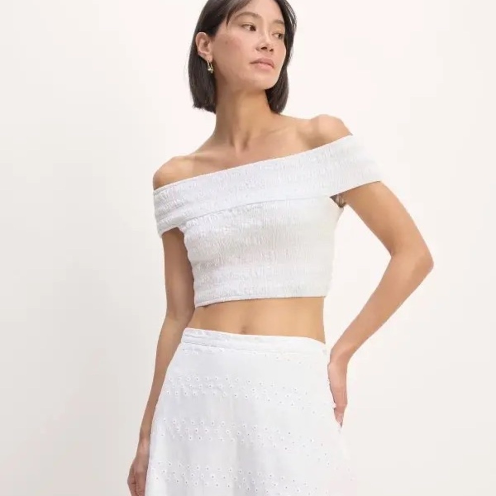 NWT EVERLANE The Gauze Smock Top size small white
